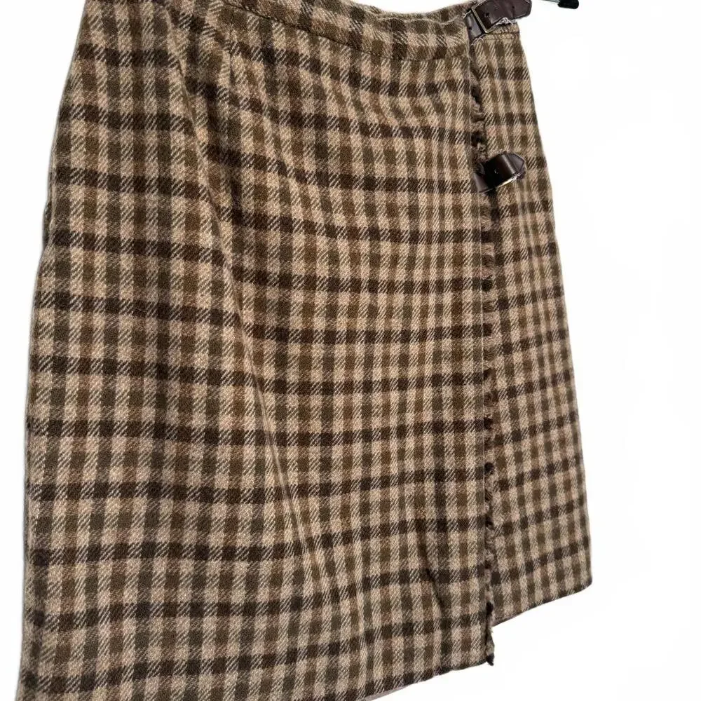 Women Dark‎ Academia Wool Short Wrap Skirt